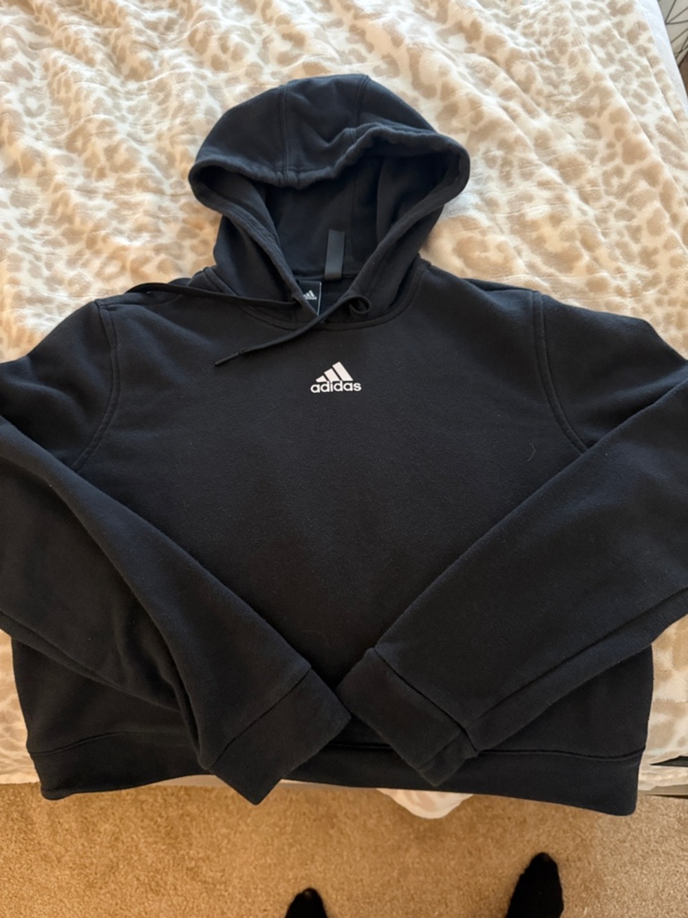 Adidas women’s cropped Black Logo Hoodie